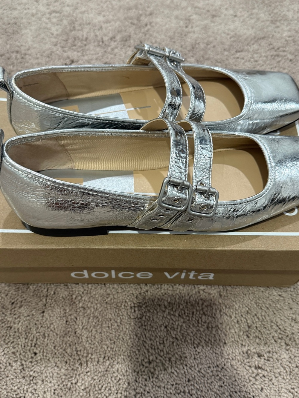 Dolce Vita Metallic Silver Double-Strap Mary Janes - Picture 3 of 6